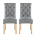 Kd Cuna High Back Button Tufting Fabric Upholstered Dining Chairs, Gray - Set of 2 KD2582657